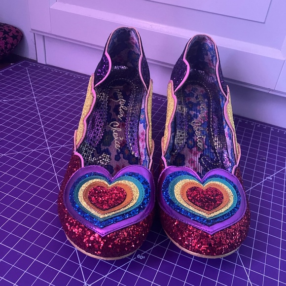 Irregular choice "Rainbow of Love" kitten glitter low heels size 11 women - Picture 2 of 4